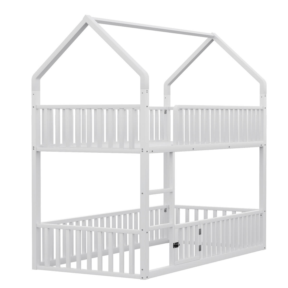 ETAGENBETT Metall Hausform Weiß 90x200cm - Weiß, Metall (90/200cm) - ComfortXL