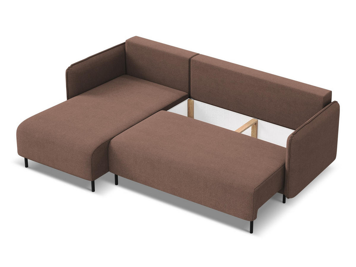 ECKSOFA mit Schlaffunktion Strukturstoff Stoff Pink - Pink/Hellrosa, Holz/Textil (162/236cm) - Makamii
