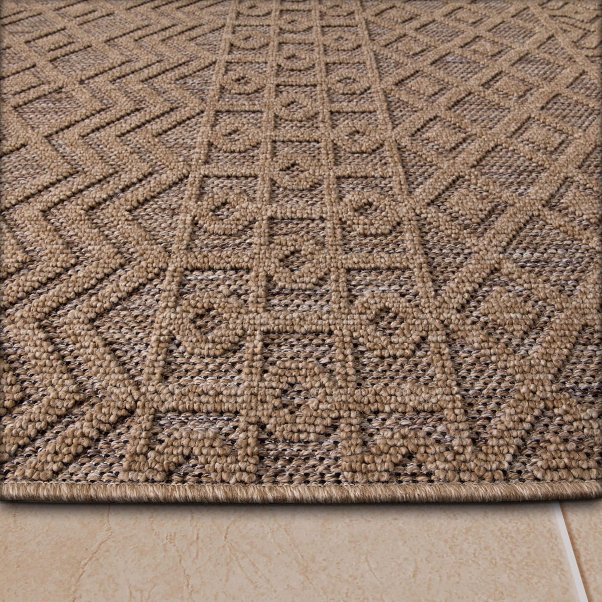 TEPPICH Outdoor Natur Balkon, Terrasse schmutzabweisend Beige Rechteckig 200x280 - Beige, Textil (200/280cm) - KADIMA DESIGN