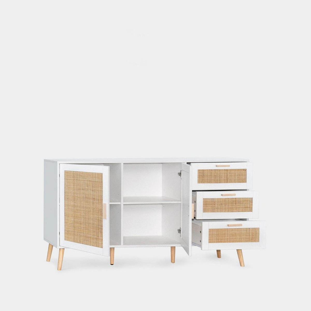 ANRICHTE NIEDRIGE Tahiti Weiß 148 cm x 79 cm - Weiß, Holzwerkstoff (148/79/40cm) - Klast Home