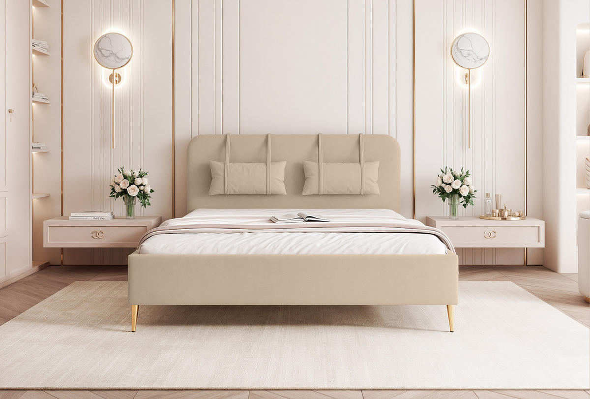 POLSTERBETT Rexal 200x200 cm, Beige - Beige, Textil (200/200cm) - Fedve