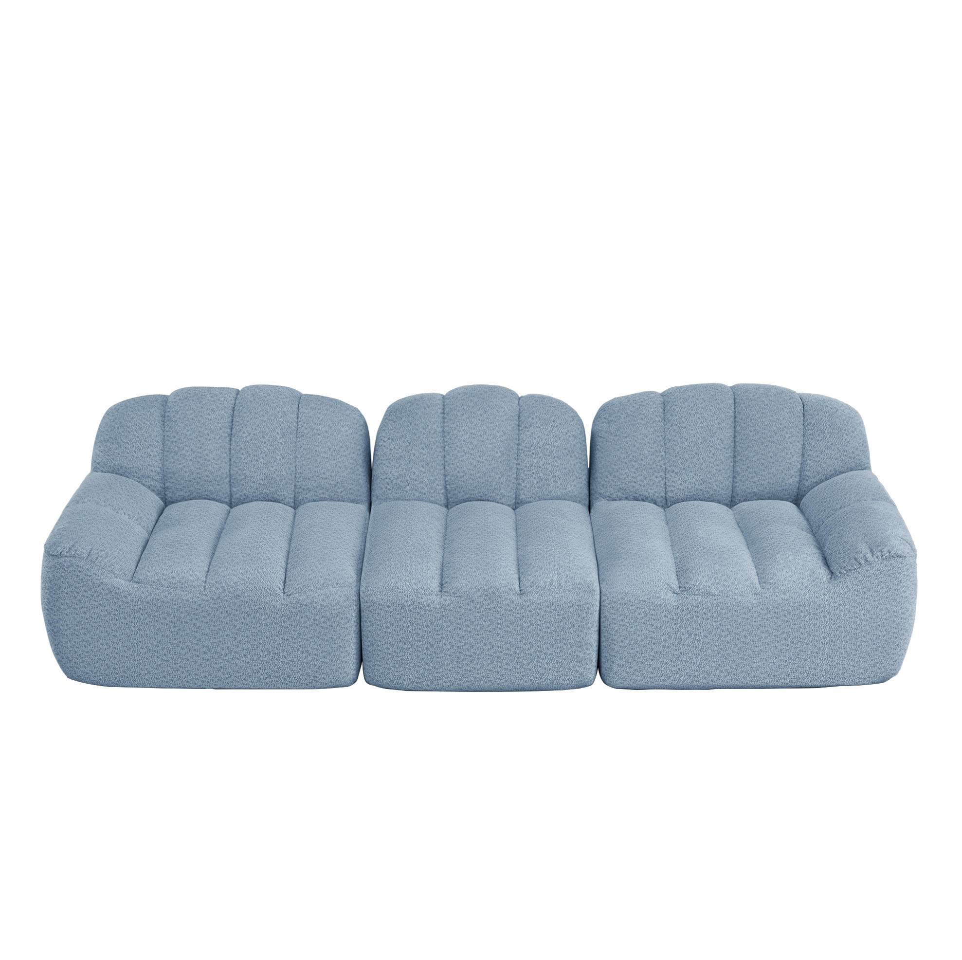 MODULARES 3-Sitzer-Sofa aus granuliertem Fleece mit ergonomischer Form Blau - Blau, Textil (104/79/288cm) - Modenvie