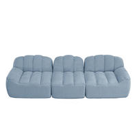 MODULARES 3-Sitzer-Sofa aus granuliertem Fleece mit ergonomischer Form Blau - Blau, Textil (104/79/288cm) - Modenvie