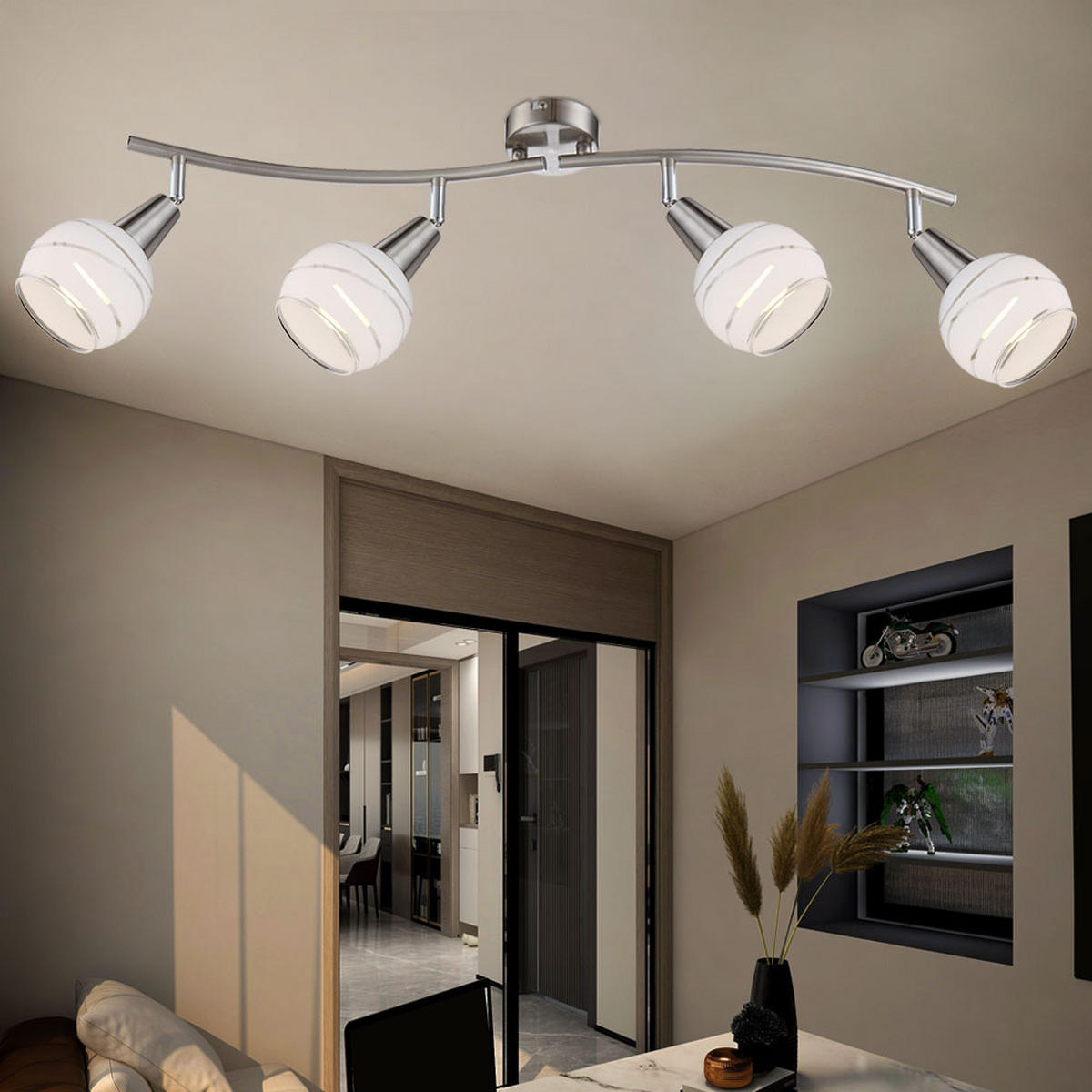 LED DECKENLEUCHTE Metall Silber ELLIOTT - Silberfarben, Glas (70/31.5/21.1cm) - Globo Lighting