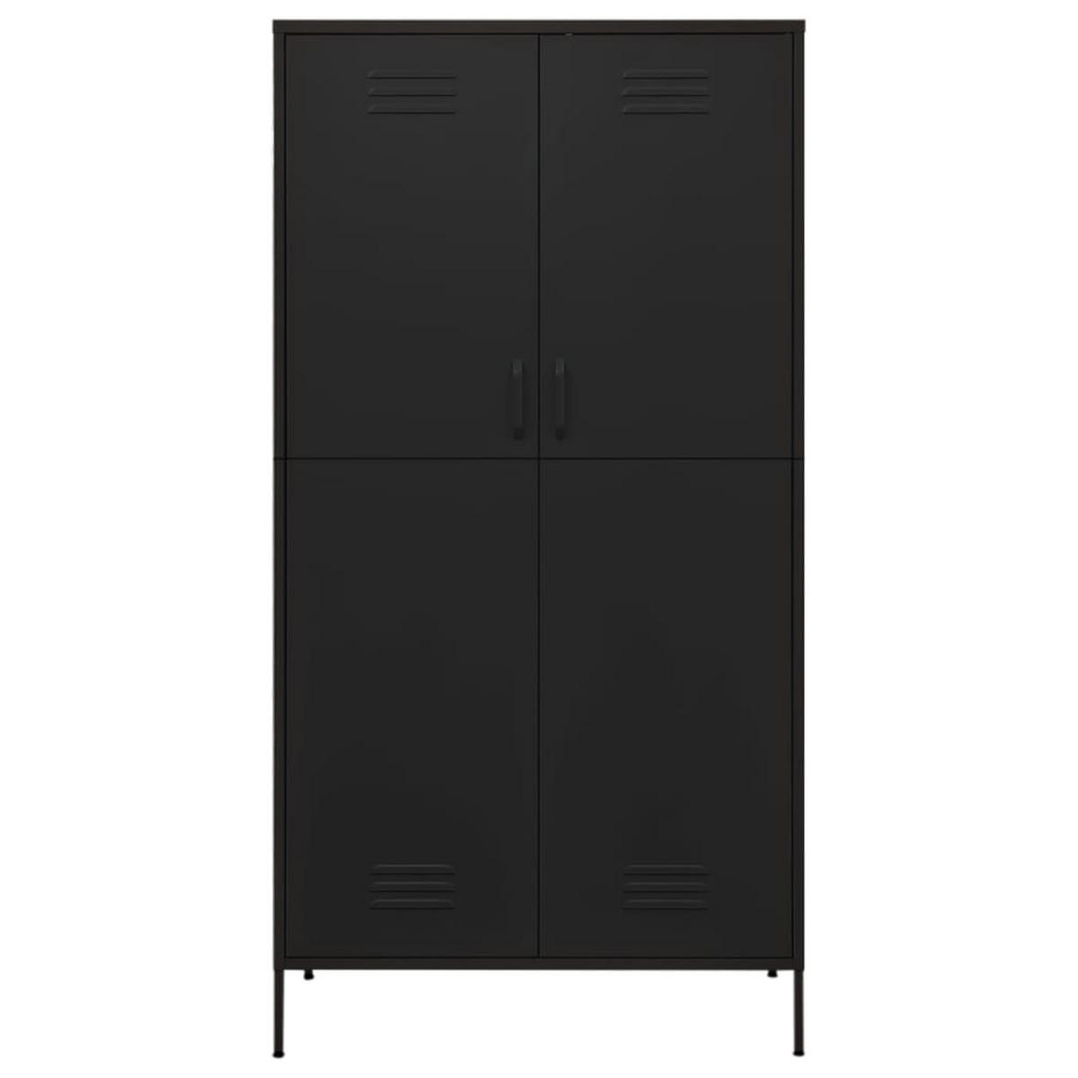 KLEIDERSCHRANK 2-Türig mit 4 verstellbaren Fächern 90/50/180 cm aus Stahl Schwarz - Schwarz, Metall (90/180/50cm) - vidaXL