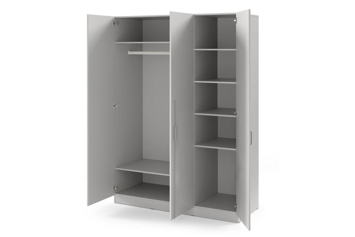 DREHTÜRENSCHRANK BRISSO BR2 150/210/60,5 cm in Platingrau mit Metallgriffen - Grau, Holzwerkstoff/Metall (150/210/61cm) - Deine Möbel 24