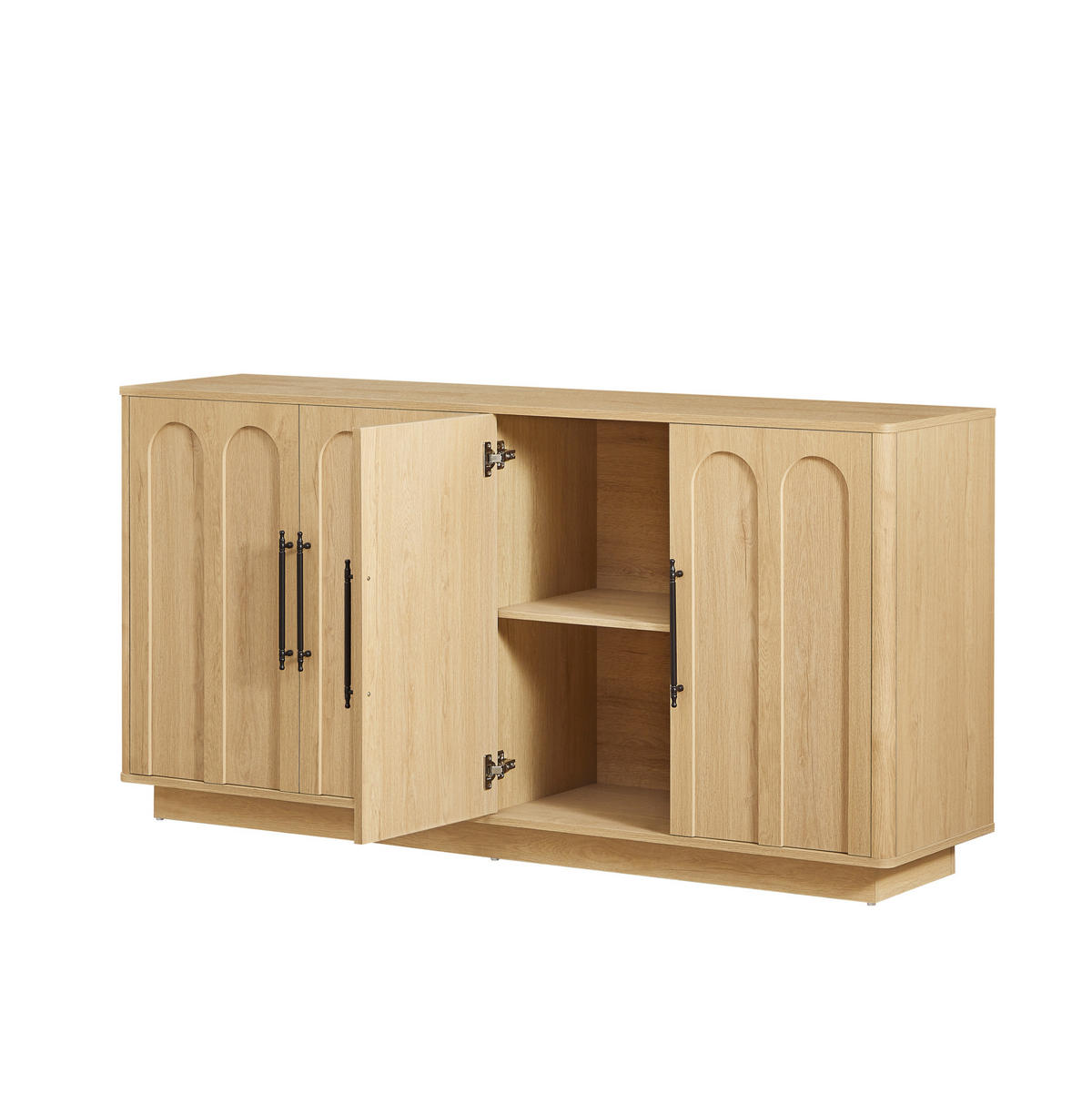 SIDEBOARD 160/40/80 cm mit 4 Türen in Eiche-Optik & Soft-Close - Eichefarben, Holzwerkstoff (160/80/40cm) - BEAOK