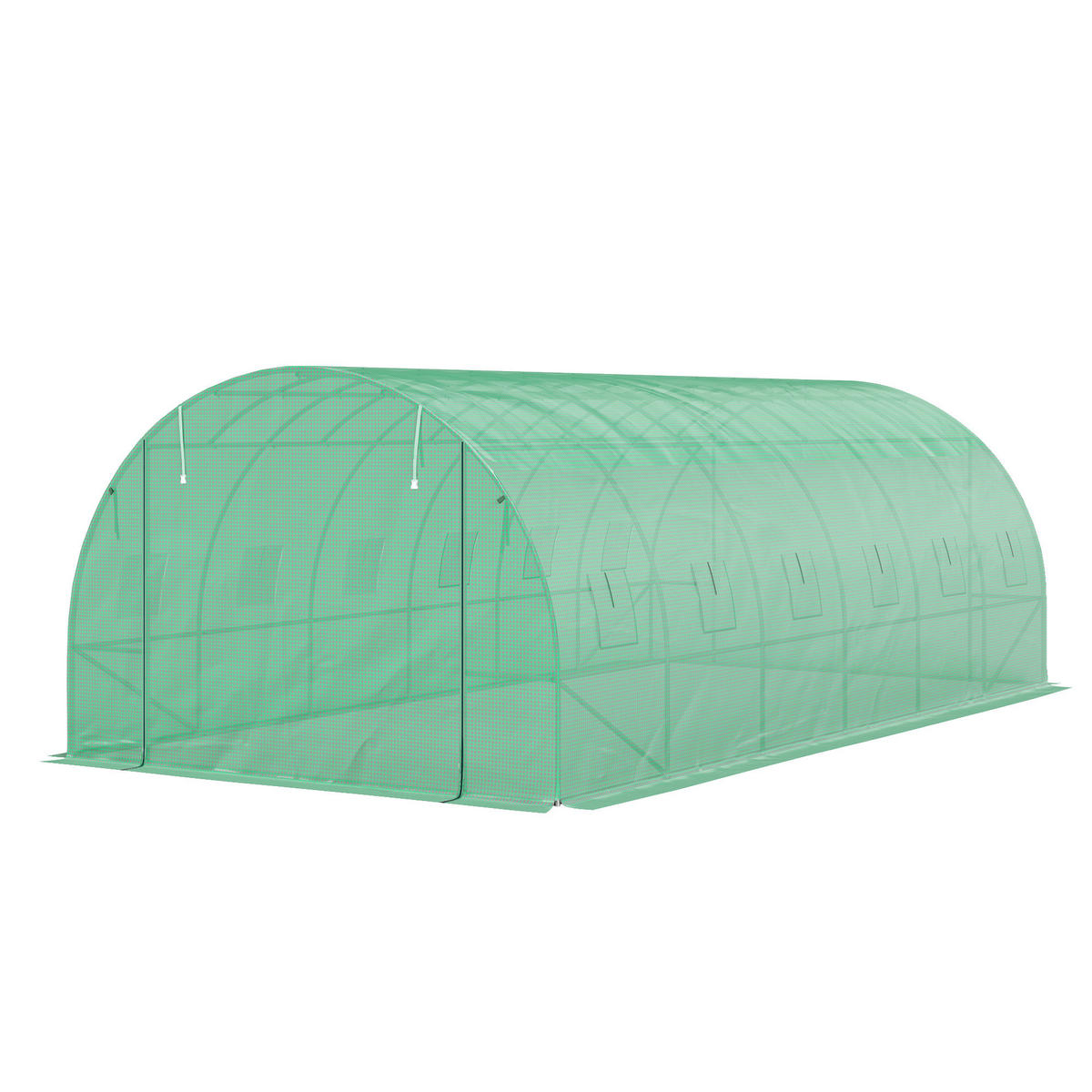POLYTUNNEL-GEWÄCHSHAUS DE-05726 Begehbar mit Rolltüren, Stahlrahmen Grün - Grün, Kunststoff/Metall (300/197/600cm) - ComfortXL