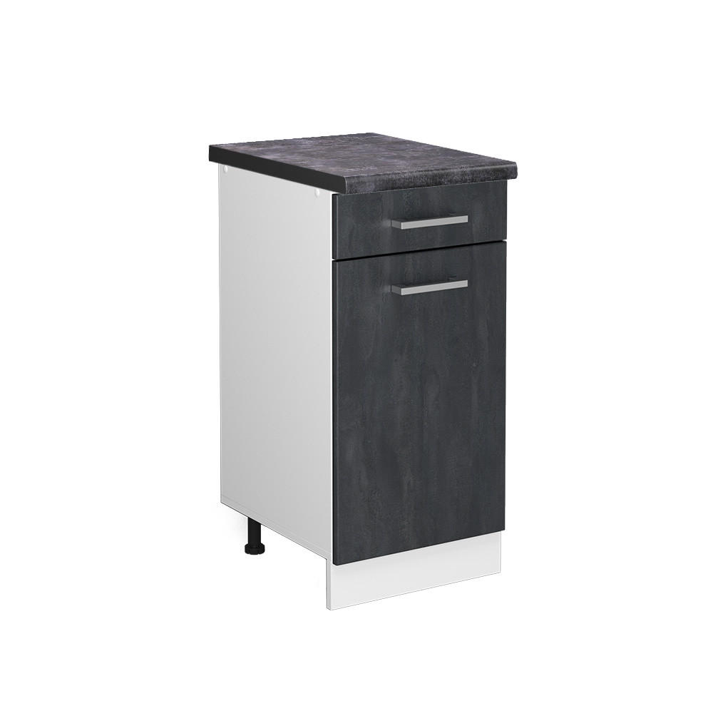 KÜCHENUNTERSCHRANK R-Line Schwarz Beton 40 cm AP Anthrazit - Schwarz/Weiß, Holzwerkstoff (40/81.6/60cm) - Vicco