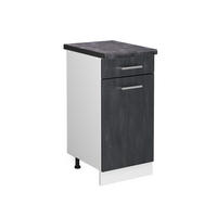 KÜCHENUNTERSCHRANK R-Line Schwarz Beton 40 cm AP Anthrazit - Schwarz/Weiß, Holzwerkstoff (40/81.6/60cm) - Vicco