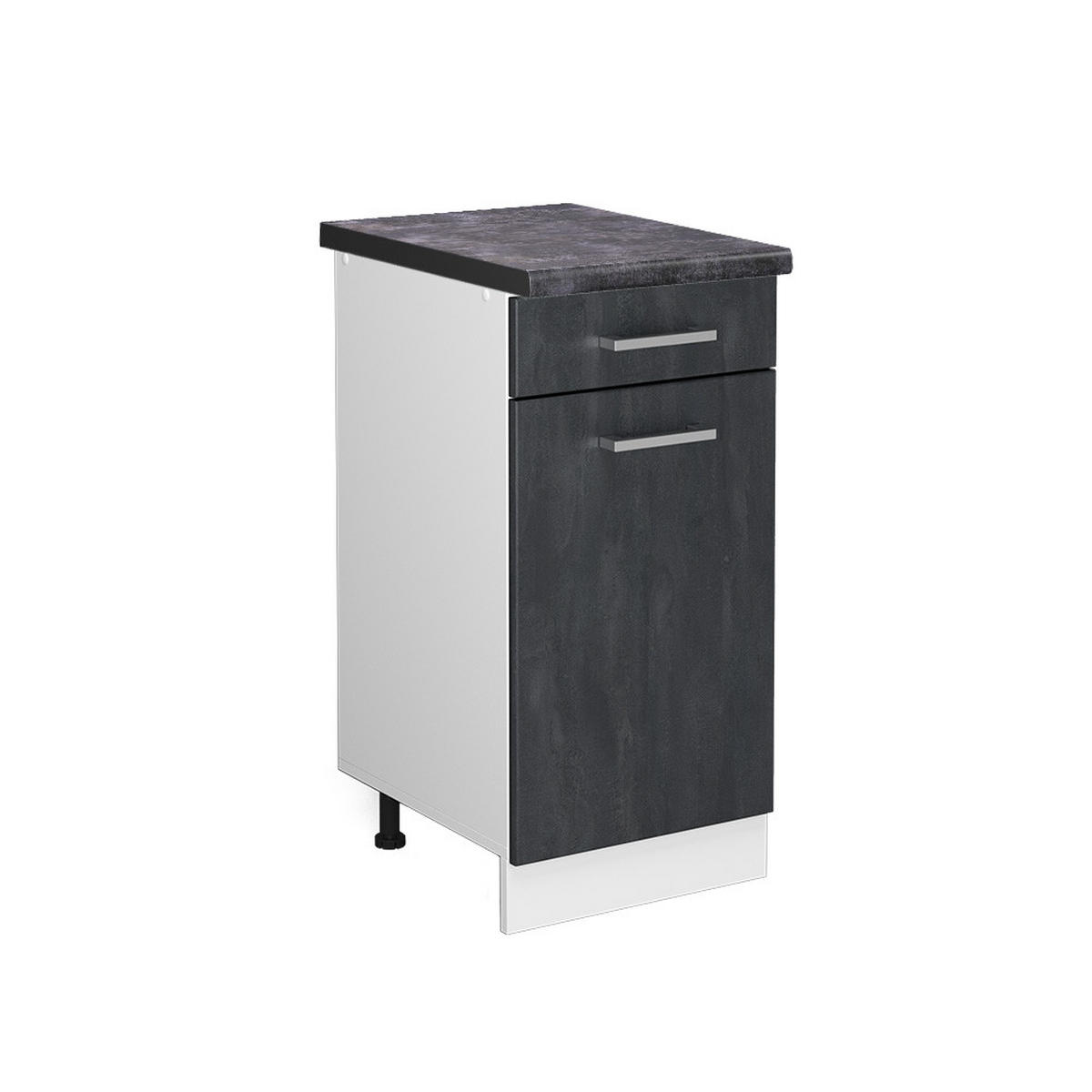 KÜCHENUNTERSCHRANK R-Line Schwarz Beton 40 cm AP Anthrazit - Schwarz/Weiß, Holzwerkstoff (40/81.6/60cm) - Vicco