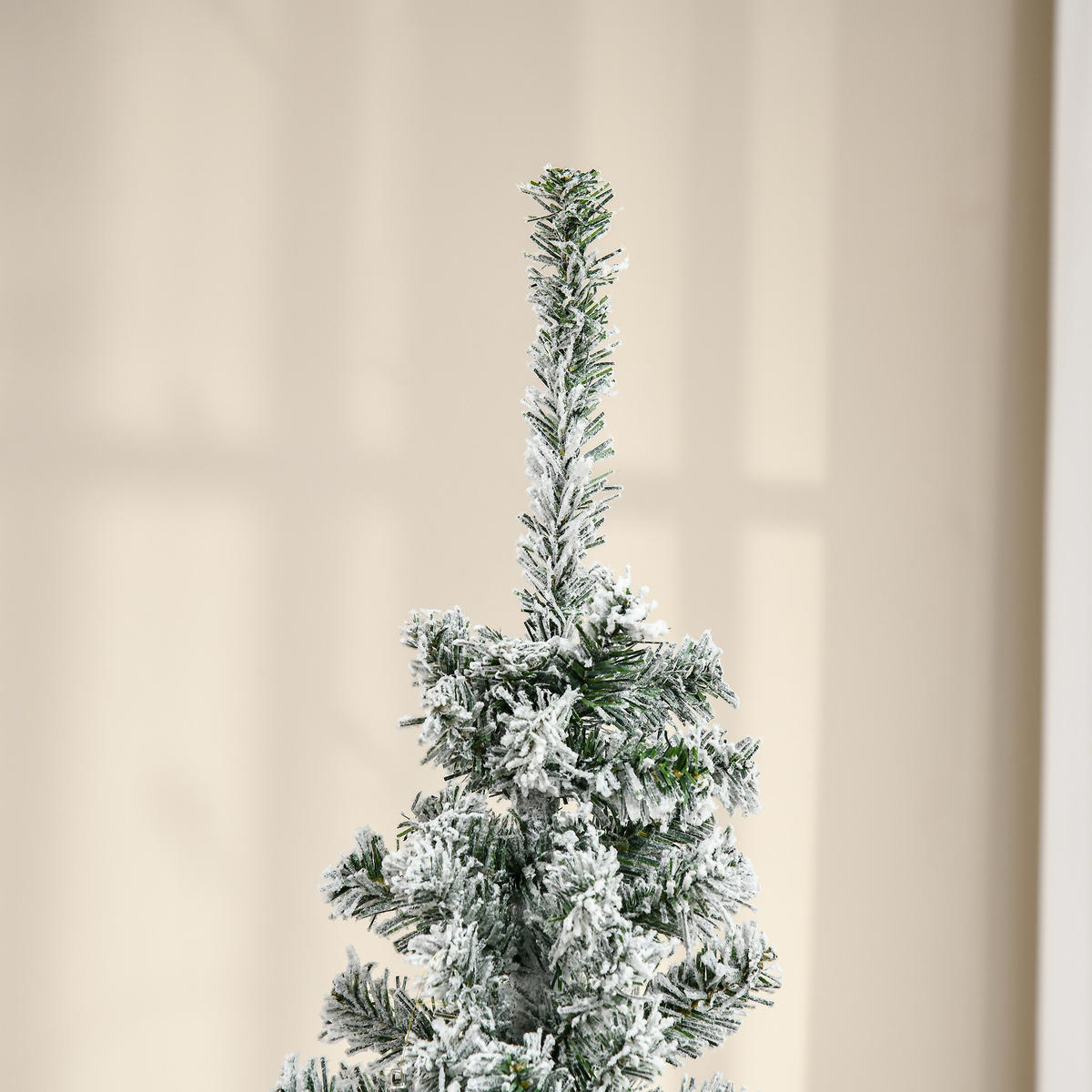KÜNSTLICHER-WEIHNACHTSBAUM 180 cm Bleistift Kiefernbaum mit Schnee 492 Spitzen - Grün, Kunststoff (180cm) - HOMCOM