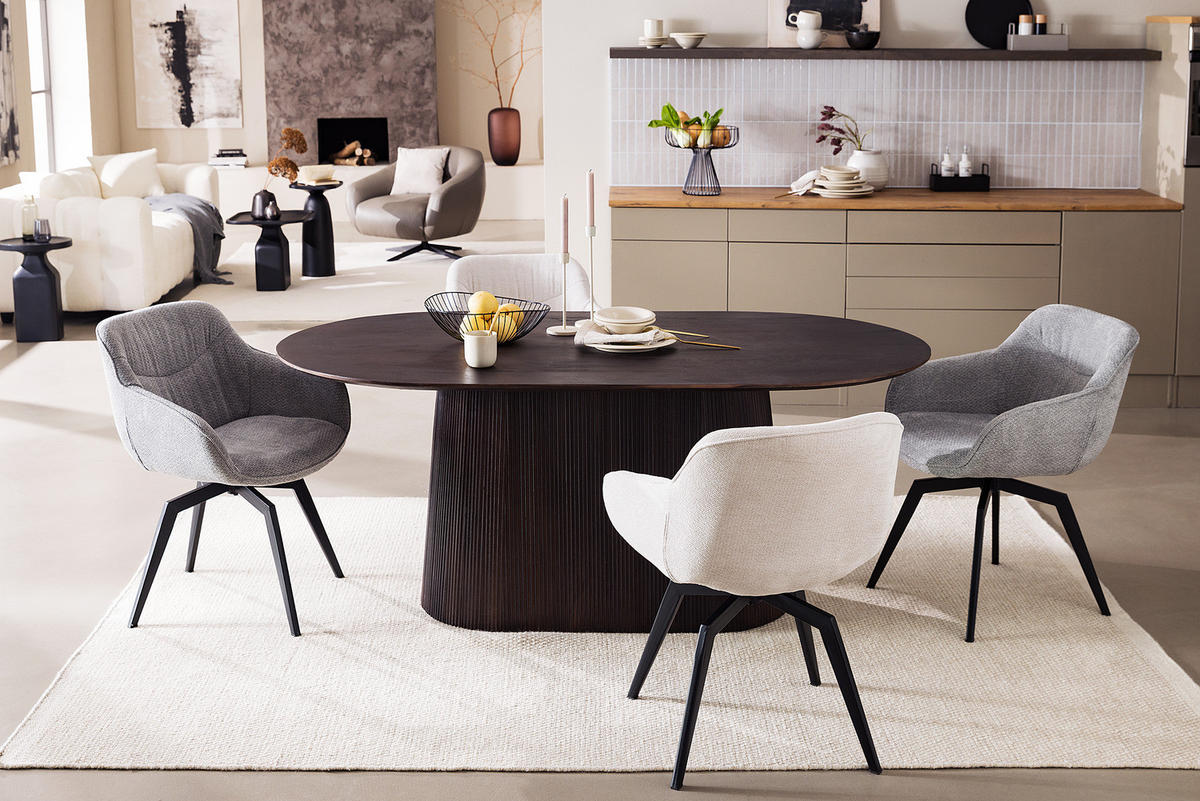 MASSIVER ESSTISCH - Mango massiv - Dunkelbraun/Braun, Holz (100/180/76cm) - home24