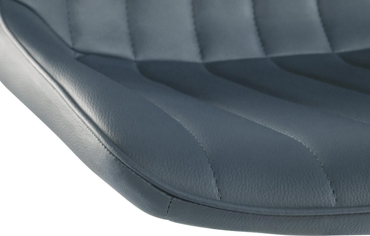 BARHOCKER RIO Grau Kunstleder Weiß - Grau, Leder/Metall (49.5/91/50cm) - DELUKE