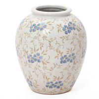 KERAMIKVASE 23,5 cm mit Craquelé-Glasur und Blumenmuster Vintage - Weiß, Keramik (23.5cm) - Hometopia