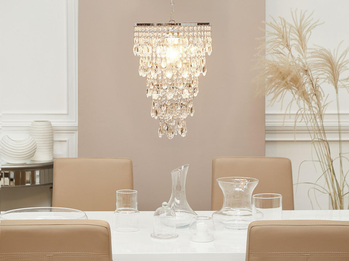 KRONLEUCHTER Entwash 30/30/100 cm - Silberfarben, Metall (30/30/100cm) - Beliani