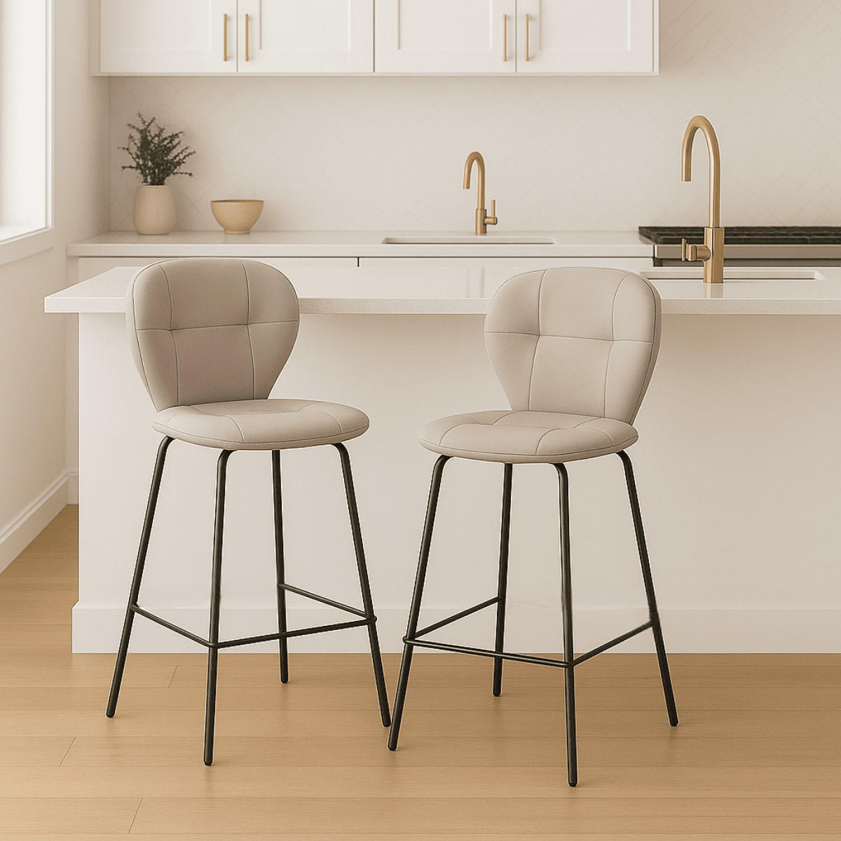 BARHOCKER Maura Beige 45/52/67 cm 2er-Set - Beige, Textil (52/67/45cm) - Calicosy