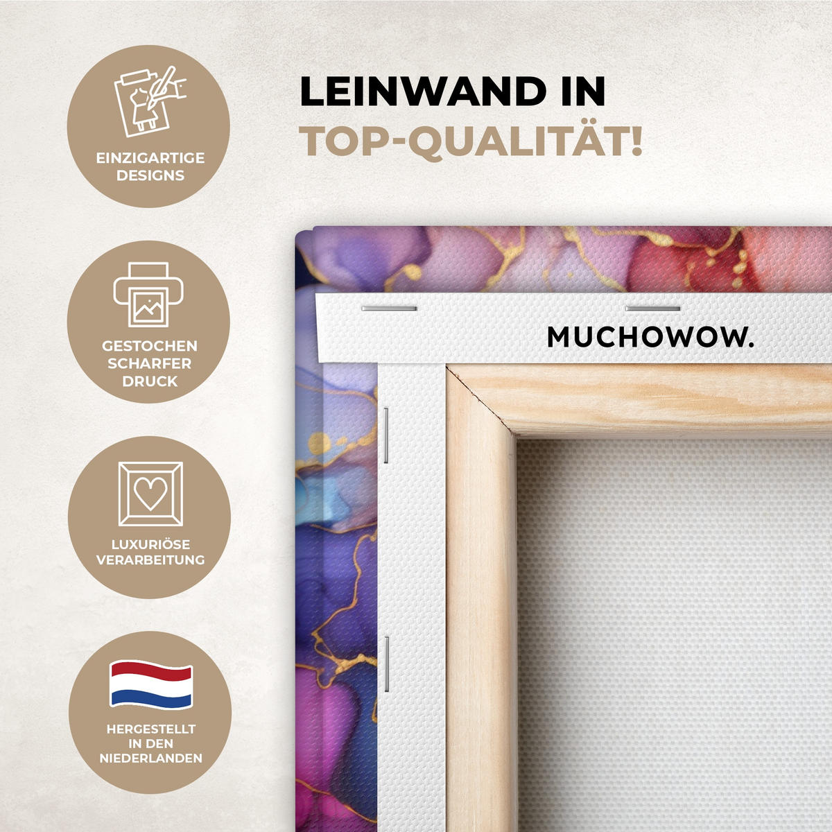 LEINWANDBILD Marmor - Bunt - Abstrakt 30x40 cm - Multicolor, Textil (30/40cm) - MuchoWow