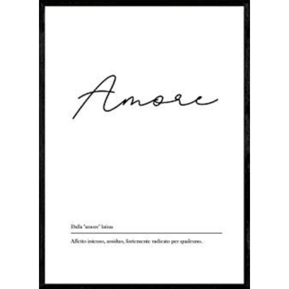 POSTER Wörterbuch Italienisch Amore A4 Schwarzer Rahmen - Schwarz, Papier (29.7/5/21cm) - Nacnic