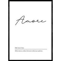 POSTER Wörterbuch Italienisch Amore A4 Schwarzer Rahmen - Schwarz, Papier (29.7/5/21cm) - Nacnic