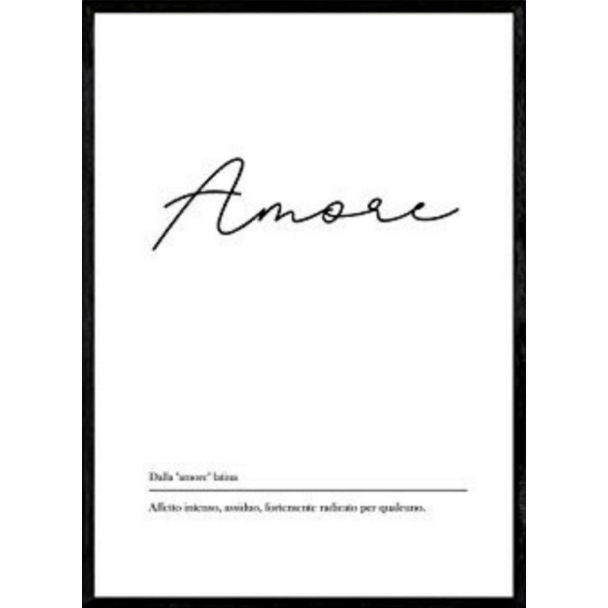 POSTER Wörterbuch Italienisch Amore A4 Schwarzer Rahmen - Schwarz, Papier (29.7/5/21cm) - Nacnic