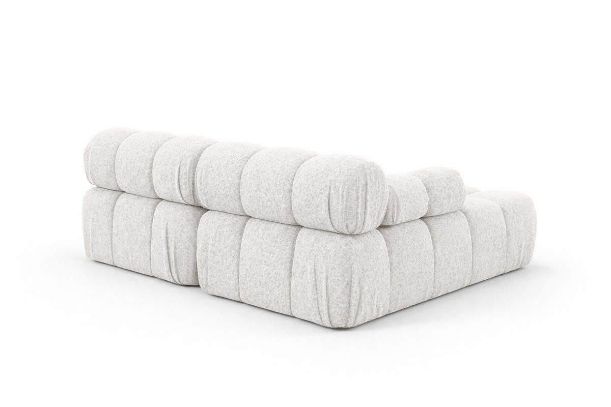 ECKSOFA L-Form Mini II Modular, Bouclé-Stoff Abriamo, Ecru, Links, Selia - Ecru, Holz (190/160cm) - Kaiser Möbel