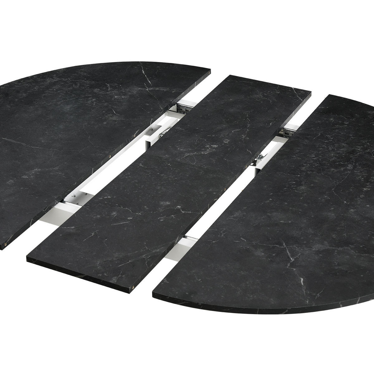 ESSTISCH LIV 120-150/120/76 cm Rund Marmor-Schwarz - Anthrazit/Weiß, Holzwerkstoff (120/120/76cm) - B&D Home