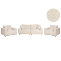 SOFA-SET 5-Sitzer Bouclé Cremeweiß Jubek - Creme/Weiß, Textil (220/75/104cm) - Beliani