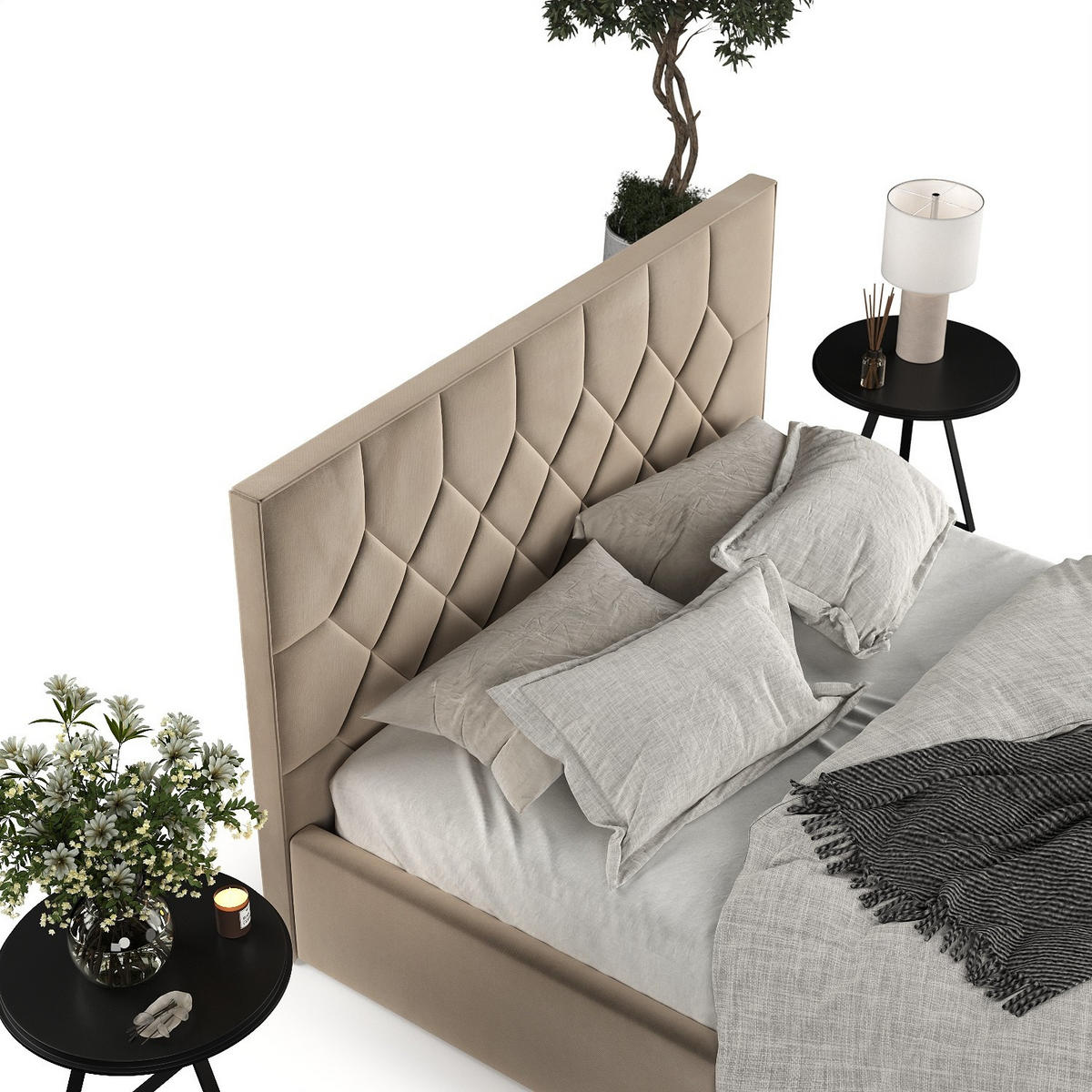 POLSTERBETT Brisa 160/200 cm Taupe im Paros Stoff - Taupe/Schwarz, Holz/Holzwerkstoff (160/200cm) - AltaBeds