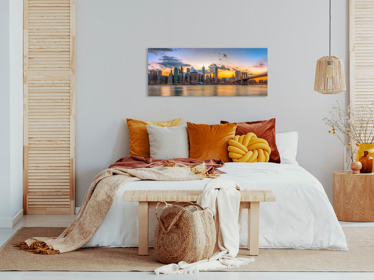 GLASBILD 125x50 cm New York Skyline - Gelb, Glas (125/50cm) - artissimo