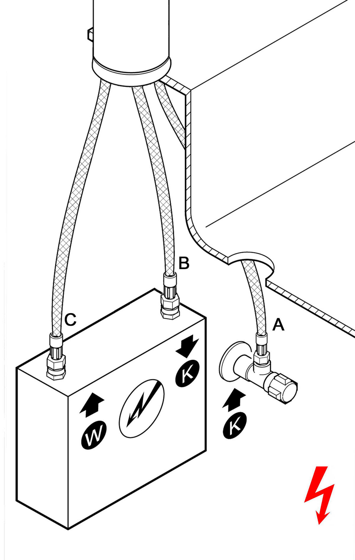 NIEDERDRUCK-VORFENSTER-KÜCHENARMATUR, Umklappbar 6 CM, Verchromt und Rot, 2-Strahl-Brause - Rot, Metall (21.3/48.2/21.3cm) - VIZIO