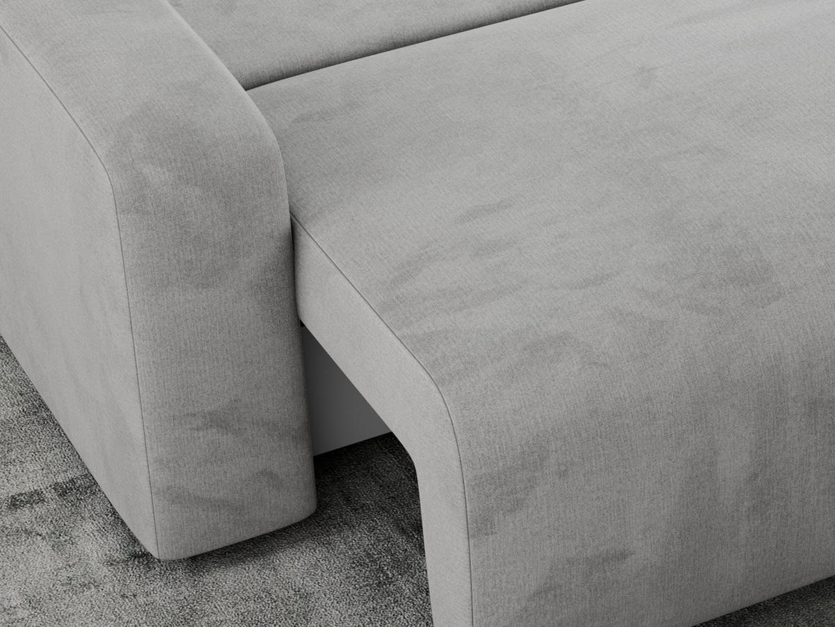 ECKSOFA ARGOS Hellgrau Velours - Hellgrau/Schwarz, Kunststoff/Textil (245/150cm) - MKS