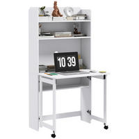 SEKRETÄR SCHREIBTISCH Weiß mit klappbarer Tischplatte und Regalfächern 80/69/155 cm - Weiß, Holzwerkstoff (69/80/155cm) - PANGIVO