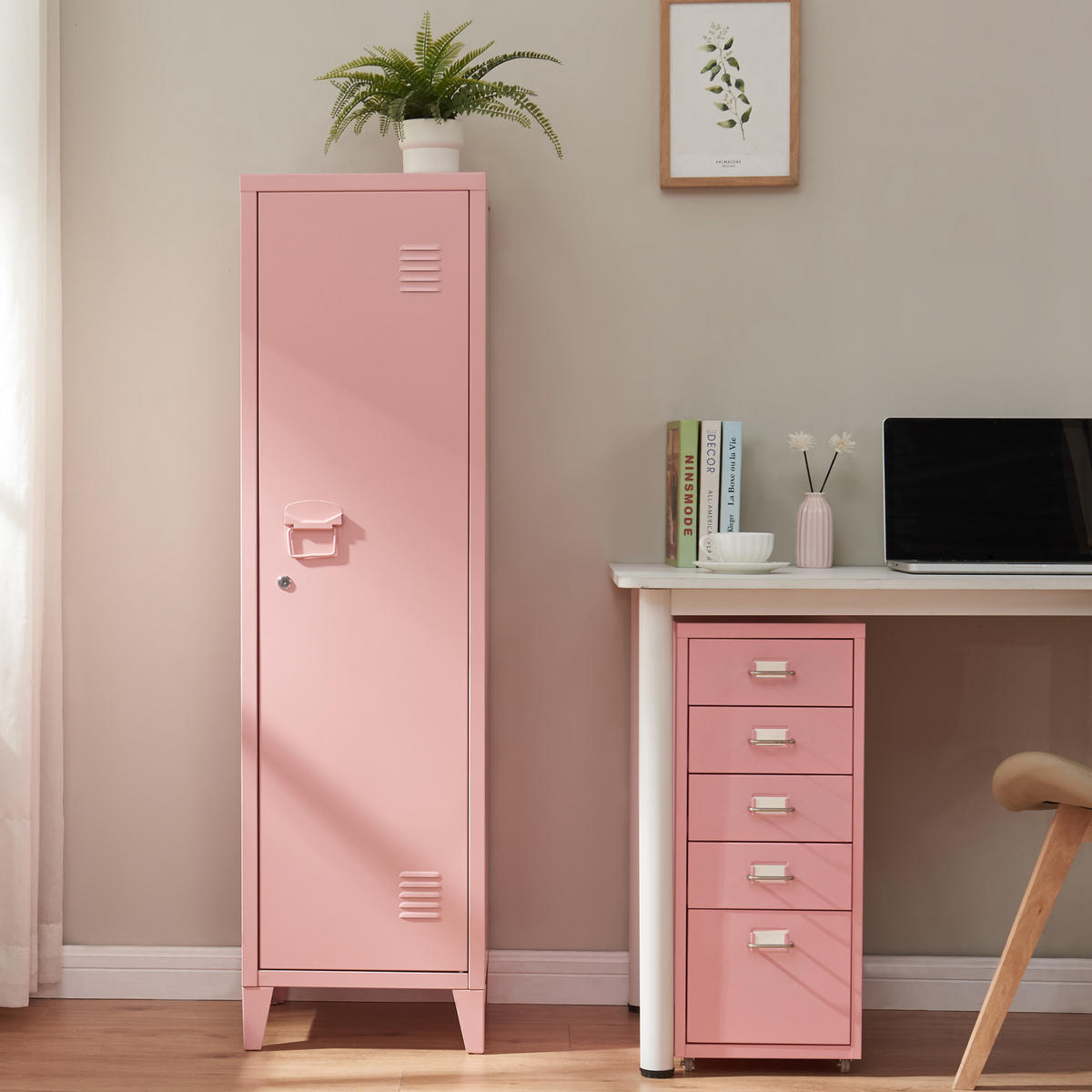 EINZELSPIND Kurikka - Pink, Metall (38/137/38cm) - [en.casa]