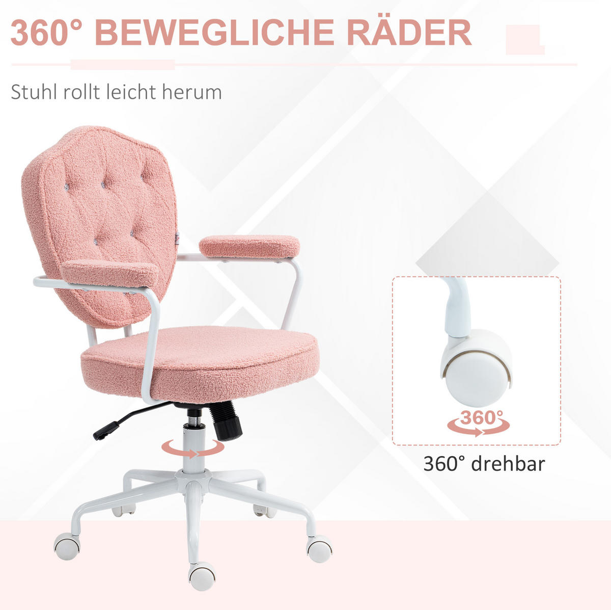 BÜROSTUHL höhenverstellbar mit Wippfunktion Pink - Pink, Kunststoff (61.5/101/63cm) - Meubliv