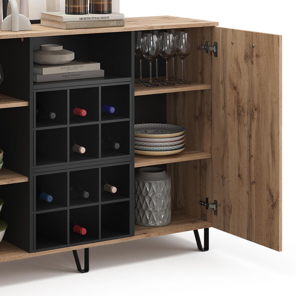 KOMMODE Amber Braun 133.6 x 100 cm mit 2 Türen - Braun, Holzwerkstoff (38/100/133.6cm) - Vicco
