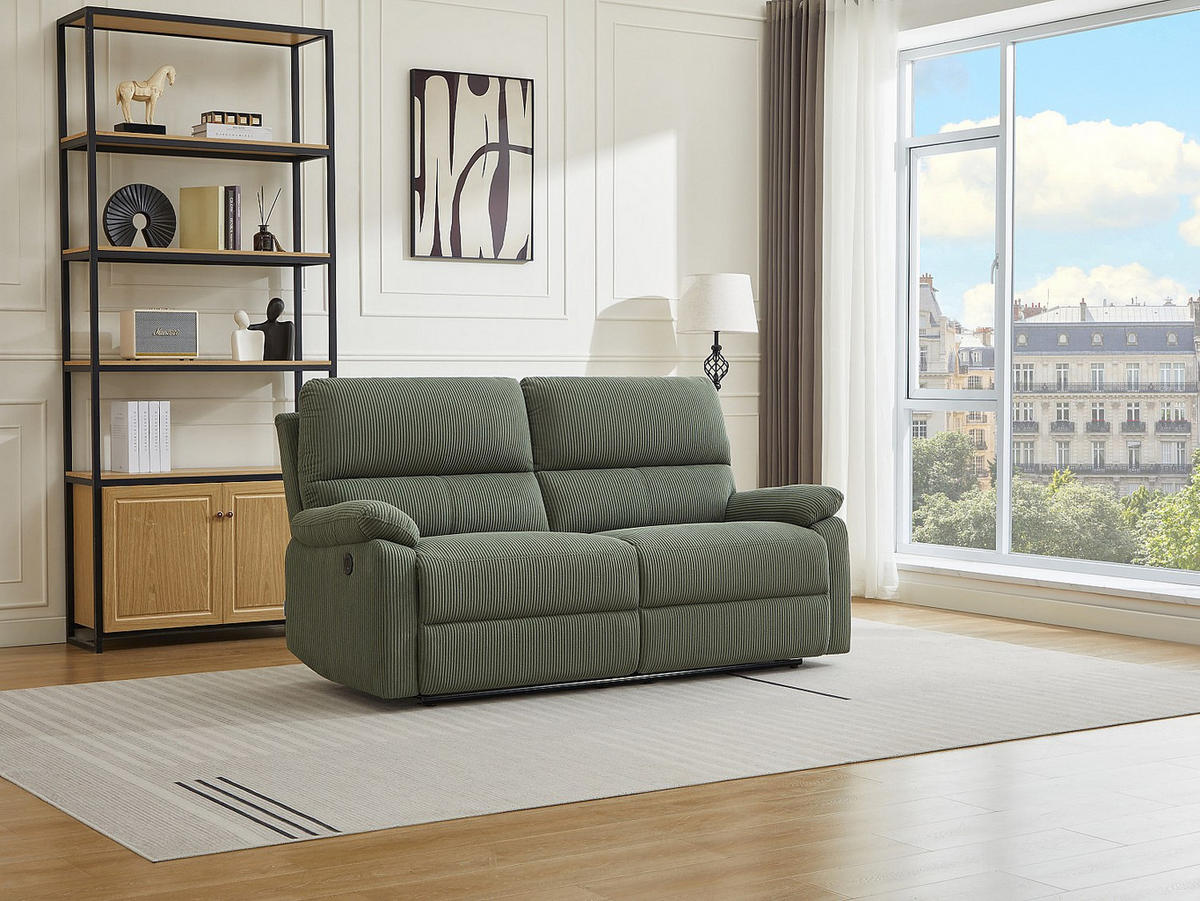 RELAXSOFA - 3 Personen - stoff - grün Lunano - Grün, Kunststoff/Textil (194/102/89cm) - Vente-Unique