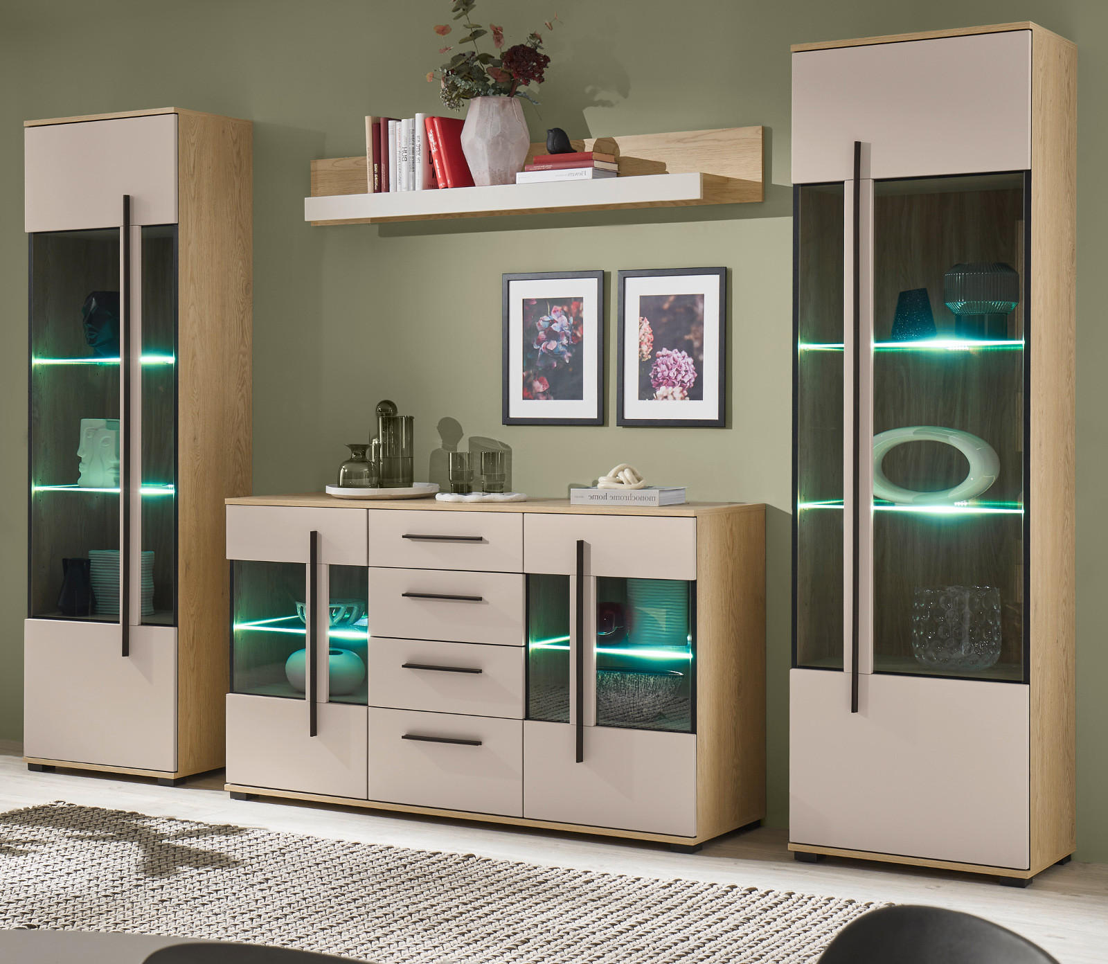 Furn.Design Wohnwand Kaschmir, Eiche 290x200x37 cm