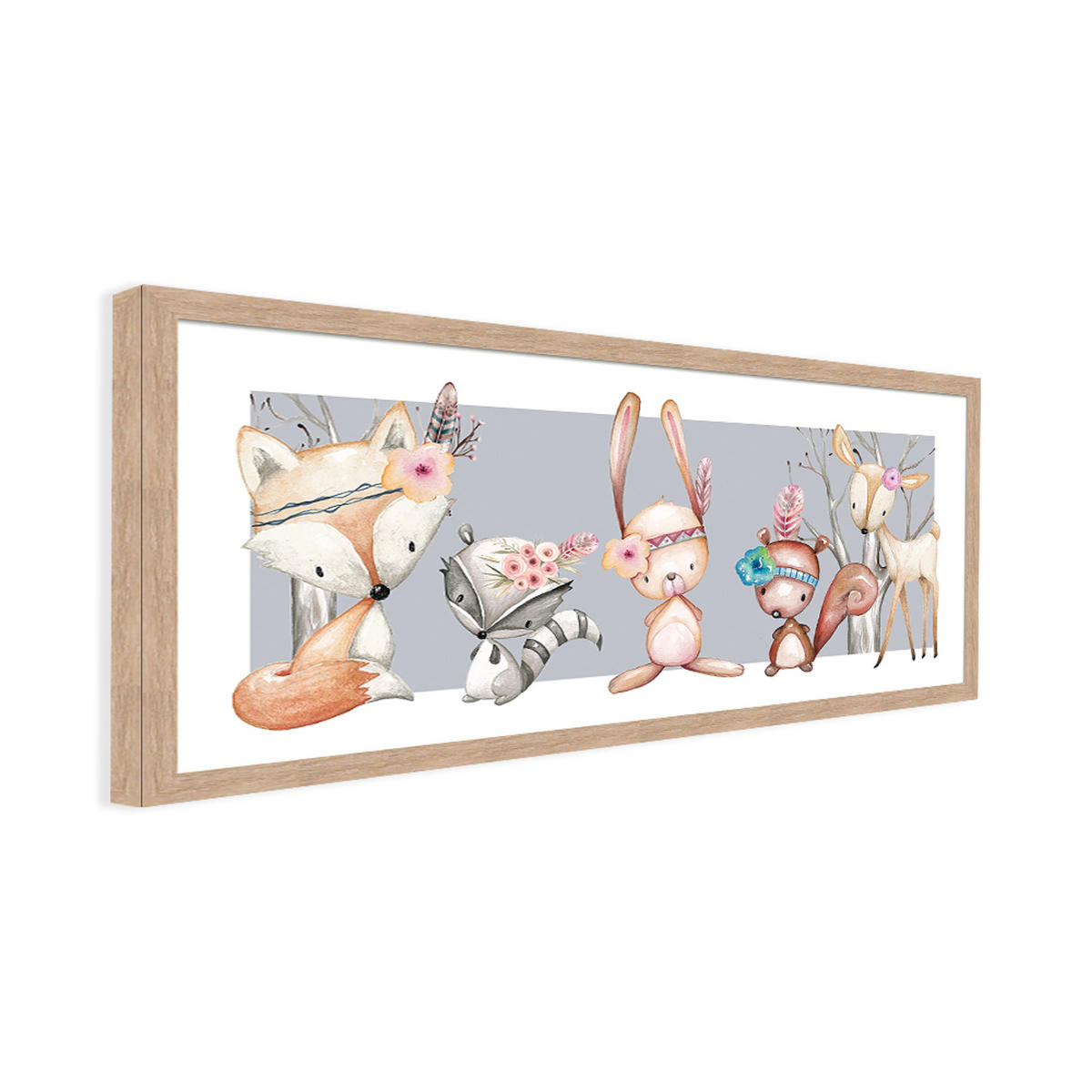 POSTER mit Rahmen 70x30 cm Kinderbild Pastell - Beige, Holz (71/30/2cm) - artissimo