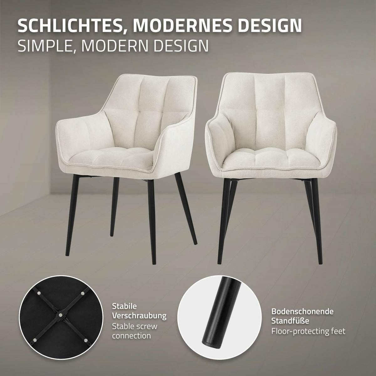 JÍDELNÍŽIDLA, SADA 4 KS, krémová froté látka - černá/krémová, kov/textil (63/90/57cm) - ML-DESIGN