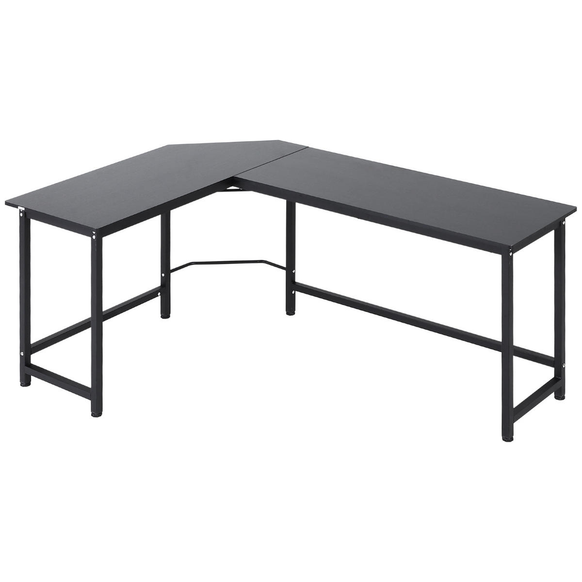 SCHREIBTISCH L-Form, Metall, Schwarz - Schwarz, Metall (168/120/75cm) - Vinsetto