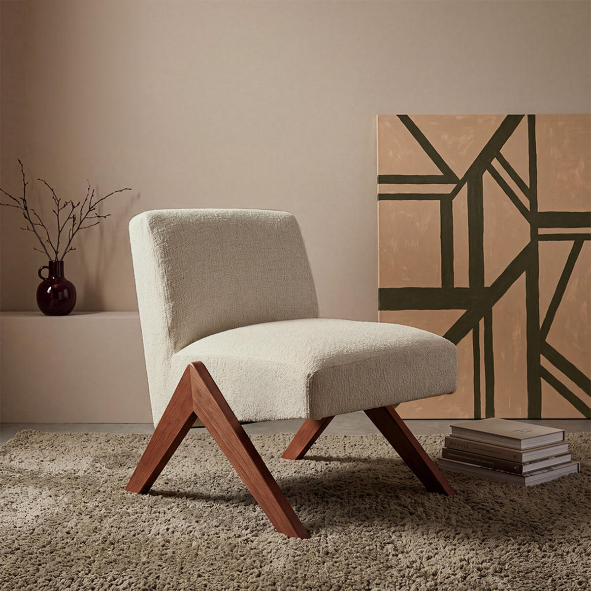 STOFFSESSEL mit Holzfüßen - Vinto - color_beige_mottled - Beige, Textil (61/72/70cm) - Drawer
