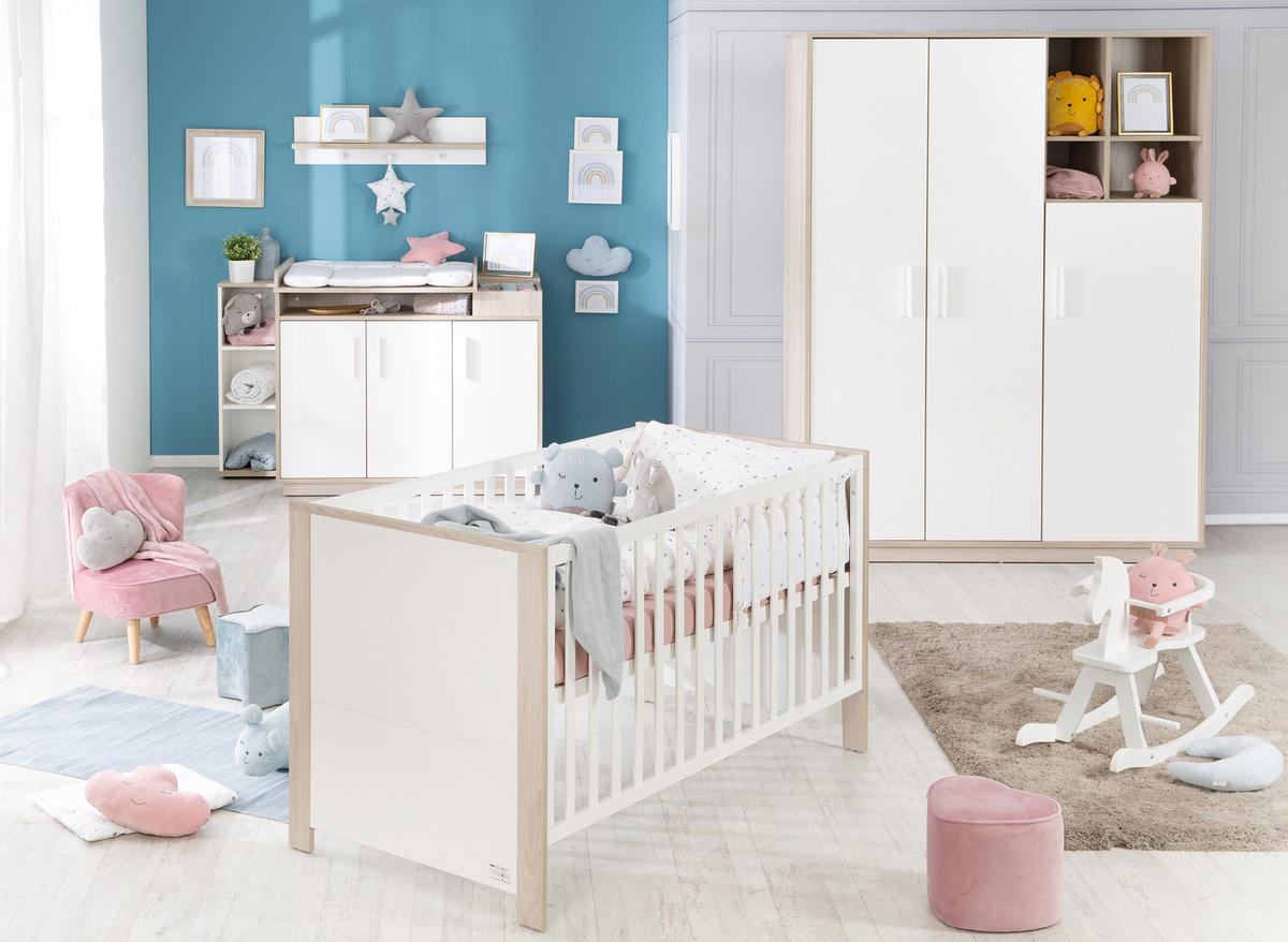 BABYZIMMER-SET Olaf 3-teilig - Weiß, Holzwerkstoff (76/82/142.5cm) - Roba