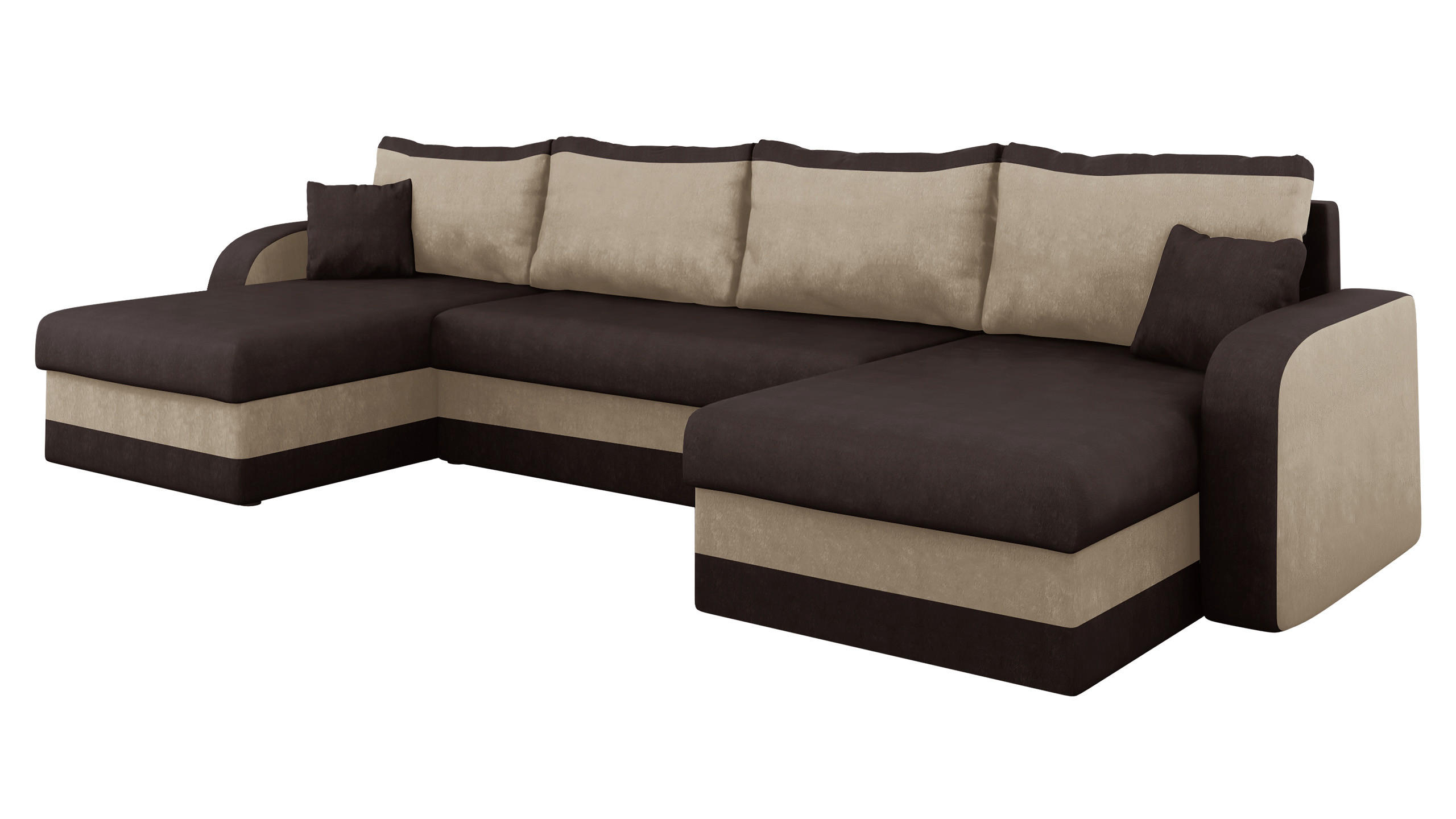 ECKSOFA Kris U - Schwarz/Braun, Holz/Kunststoff (304/80/140cm) - MIRJAN24