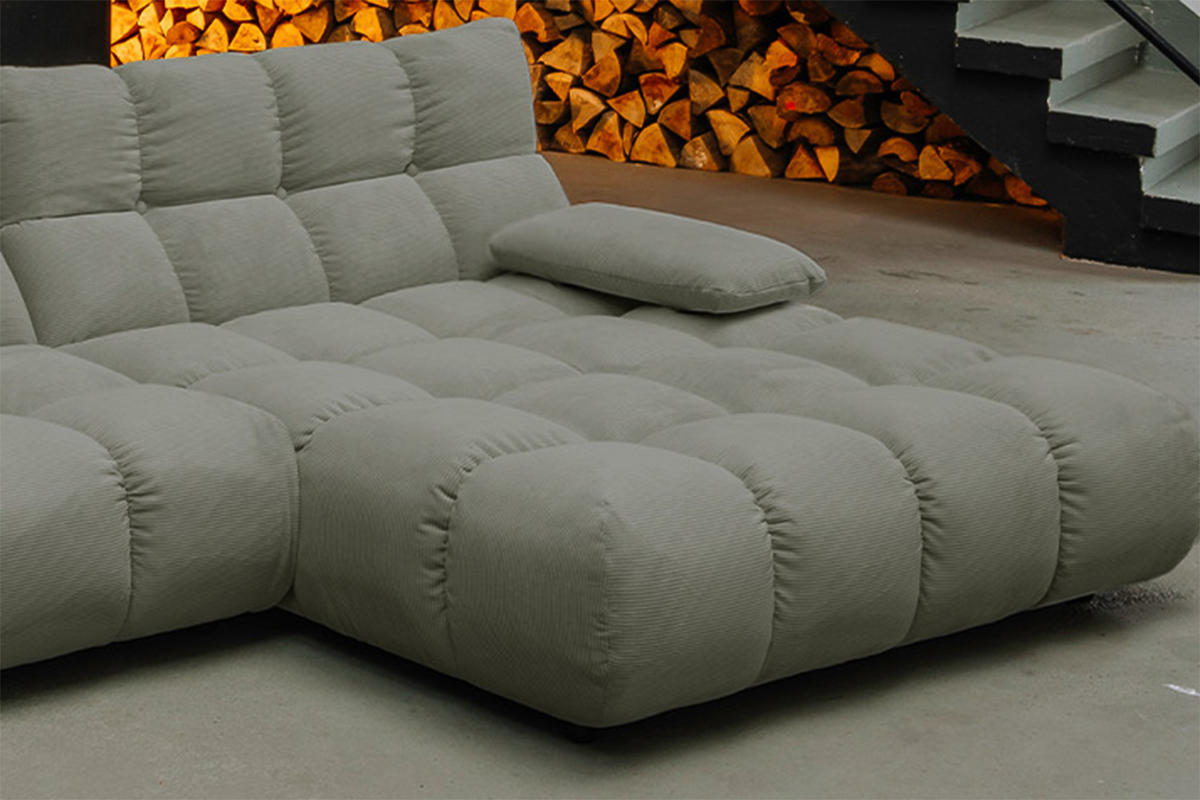 ECKSOFA VIVIEN Grün Cord - Schwarz/Olivgrün, Kunststoff/Textil (290/178cm) - KAWOLA