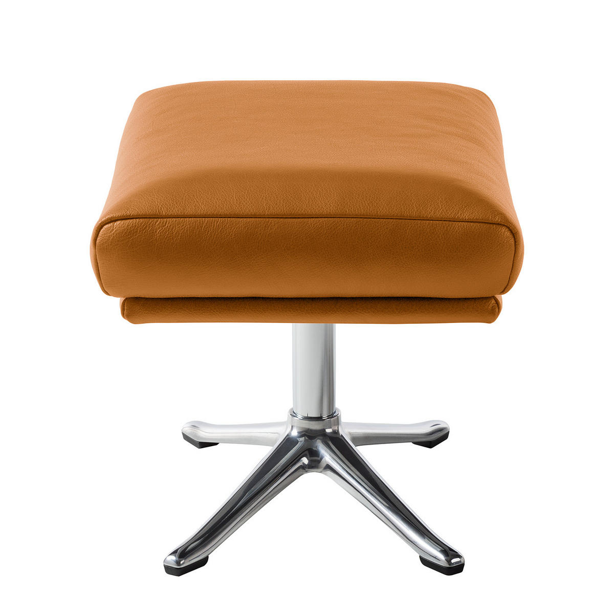 HOCKER mit Kreuzfuß - Chromfarben/Cognac, Leder/Metall (54/41/41cm) - home24