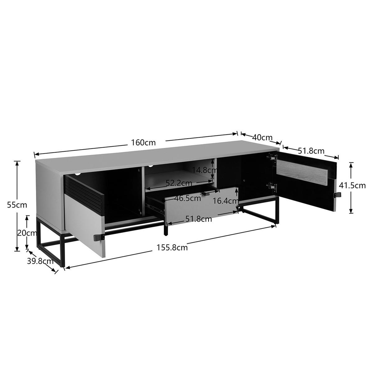 TV-LOWBOARD - Holzwerkstoff - Blaugrau/Schwarz, Holzwerkstoff/Kunststoff (160/55/40cm) - home24