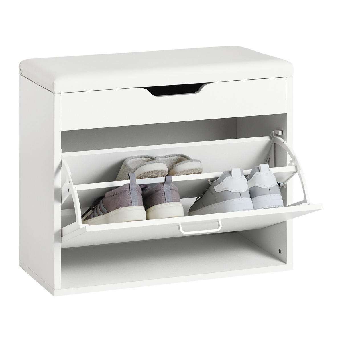 SCHUHBANK Weiß - Weiß, Holzwerkstoff (60/50/30cm) - SoBuy