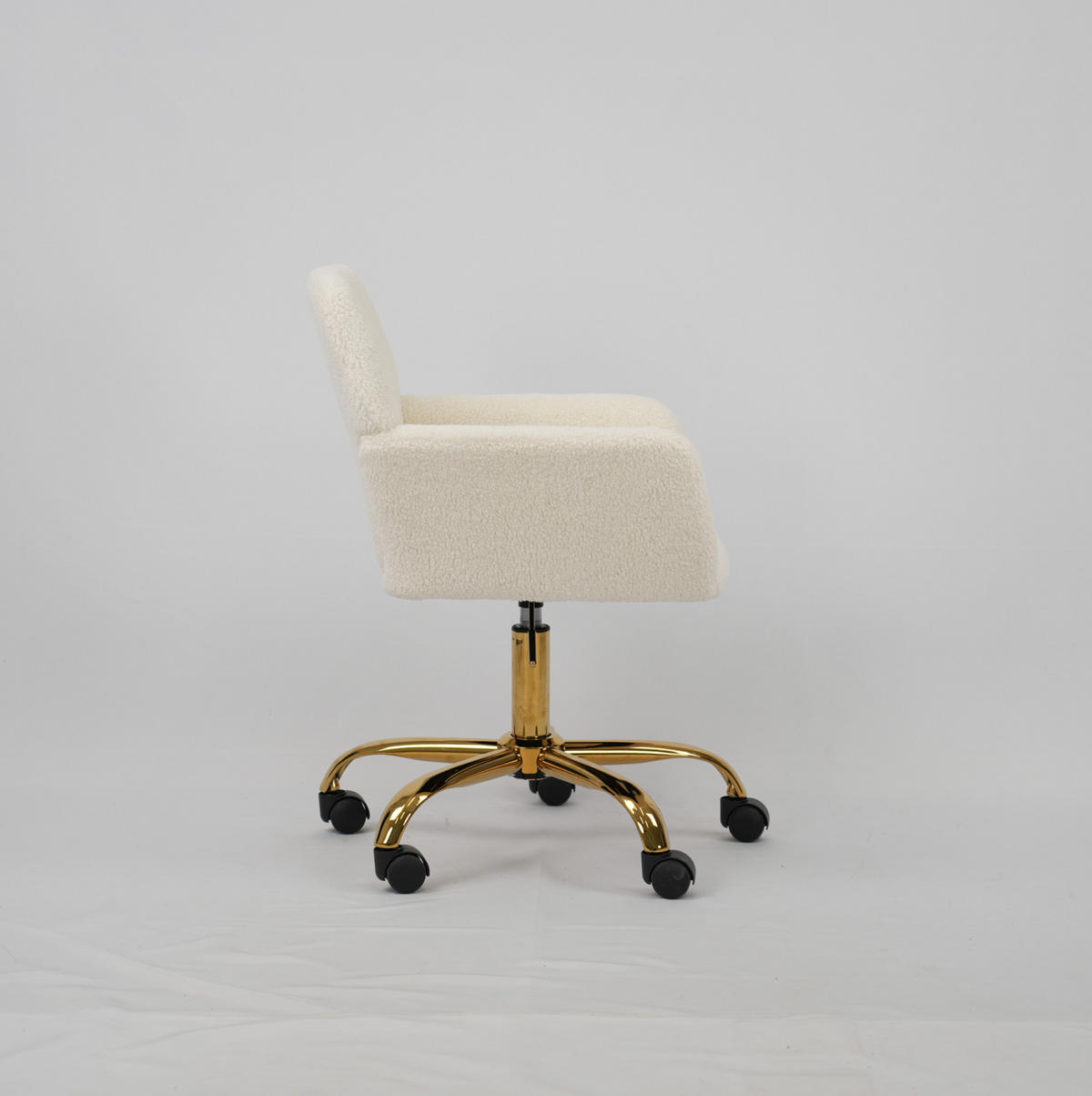 SCHREIBTISCHSTUHL in Weiß 53x53x55 cm mit Kunstpelzbezug, höhenverstellbar und drehbar - Weiß, Kunststoff (53/55/53cm) - IVMEU