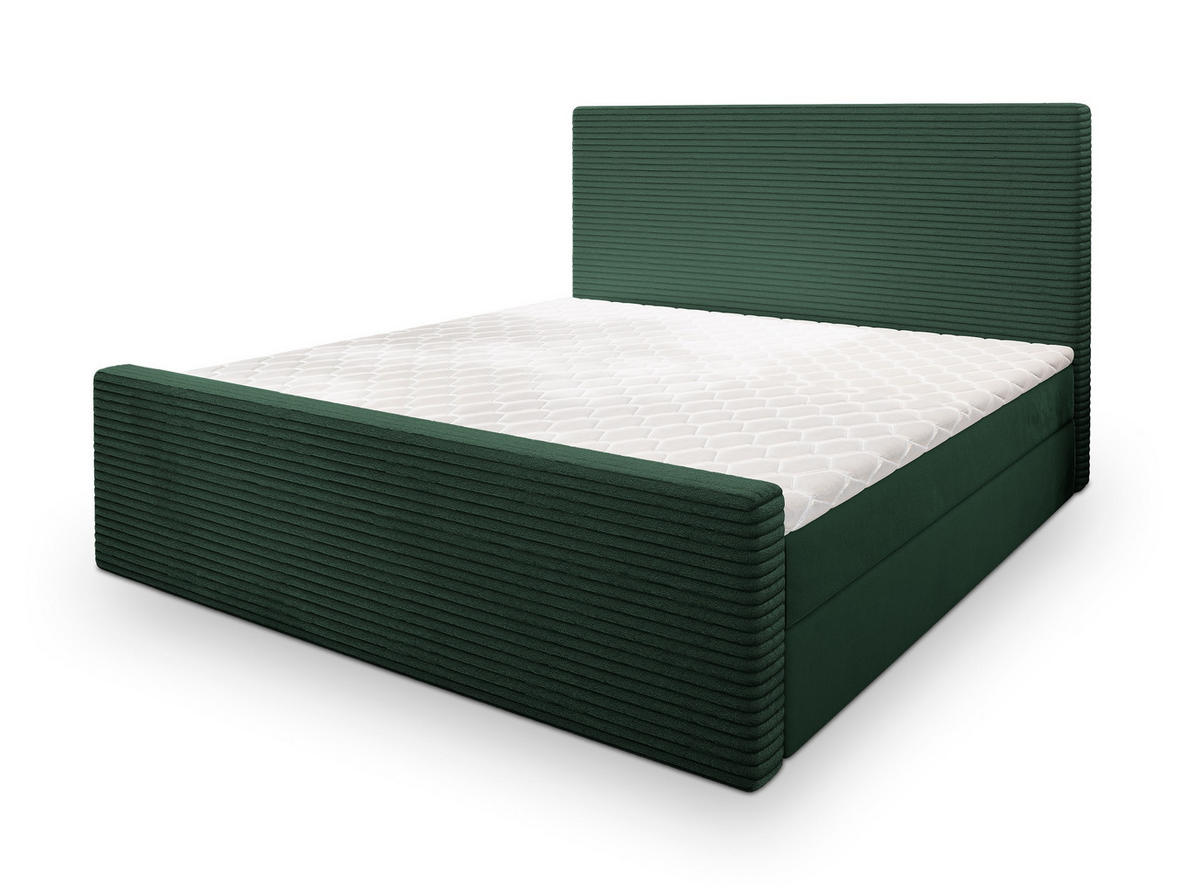 BOXBETT ALORIA 160x200 cm mit Matratze und Topper - Grün - Grün, Holz (160/200cm) - MASSENO